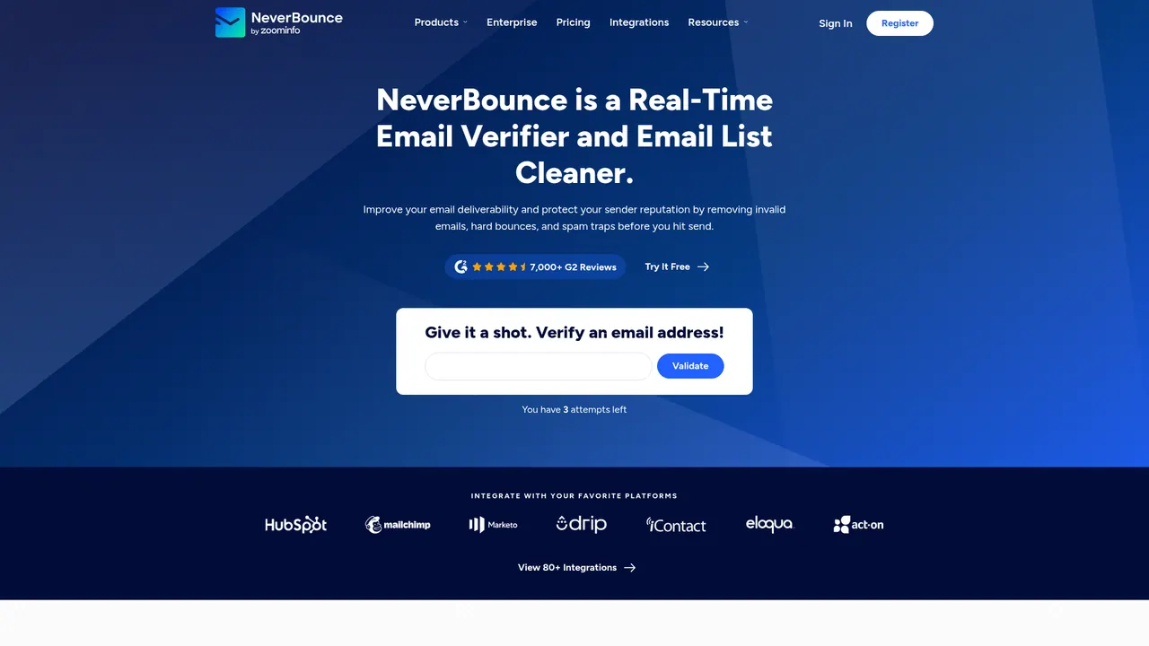 NeverBounce homepage