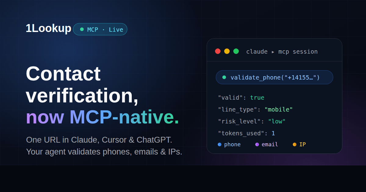 MCP Connector for Contact Verification | 1Lookup